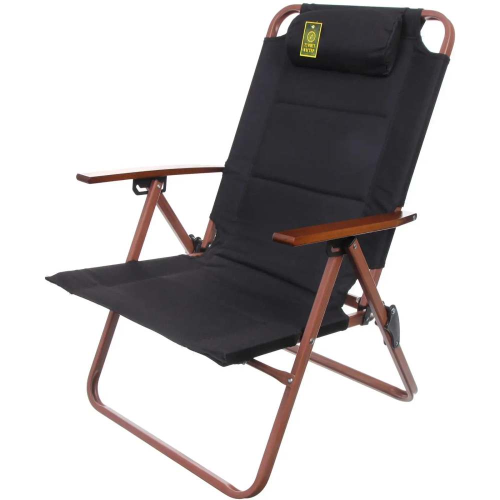 Кресло складное c подлокотниками до 120 кг DC-6018, 59*52*88 см, цвет: чёрный, каркас алюминий, ТуристМастер