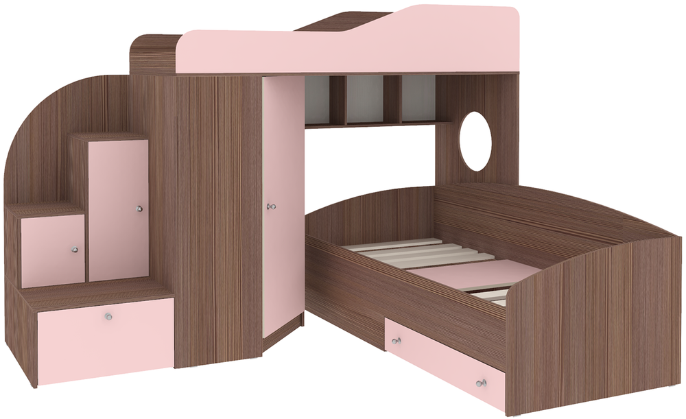 Кровать-чердак КарИВи Кадет 2 Бодего Темный Розовый