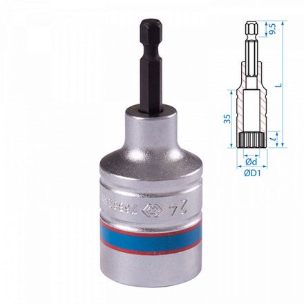 Цена на KING TONY (76B824M) Головка для шуруповерта двенадцатигранная 1/4", 24 мм, L = 80 мм