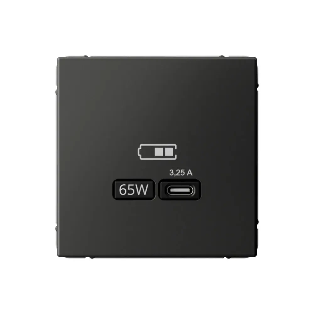 ARTGALLERY USB РОЗЕТКА тип-С 65Вт высокоскор.заряд. QC, PD, механизм, БАЗАЛЬТ