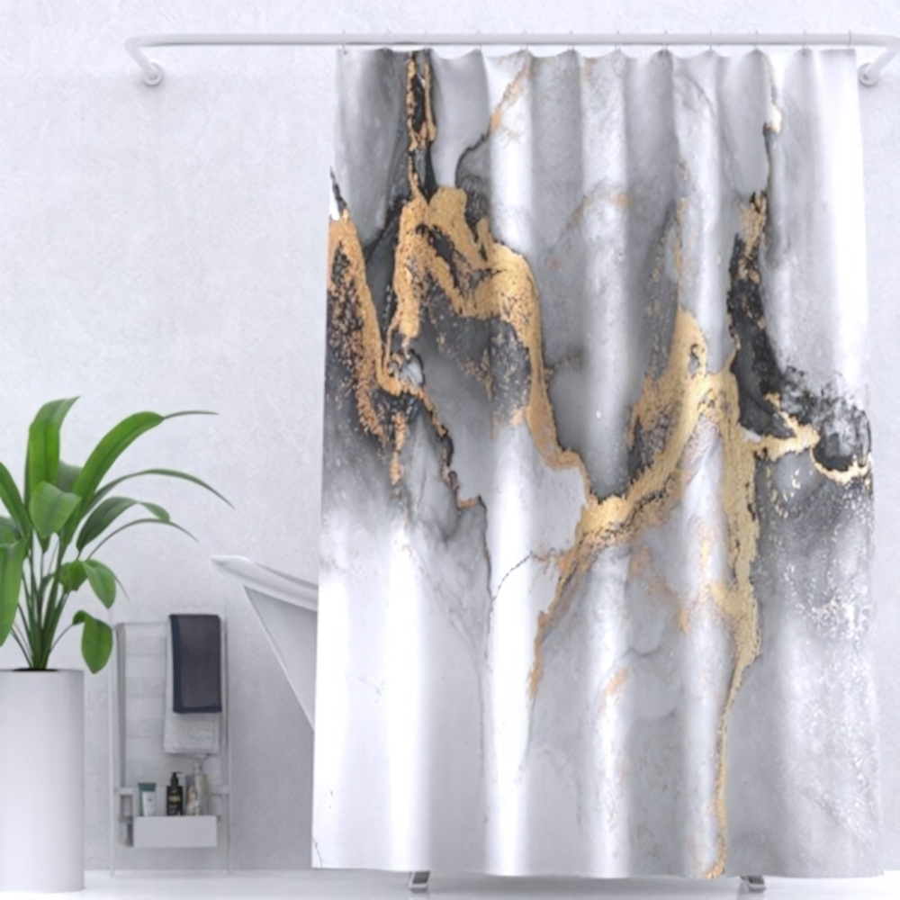 Штора для ванной комнаты ZALEL 180*200 полиэстер с утяжелителем Marble YT-Marble147