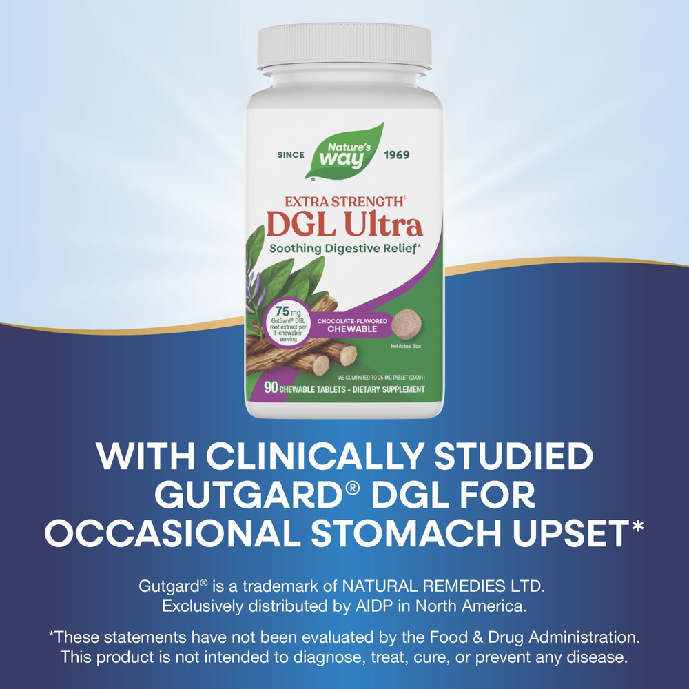 Nature's Way, DGL Ultra, с шоколадным вкусом, 90 жевательных таблеток