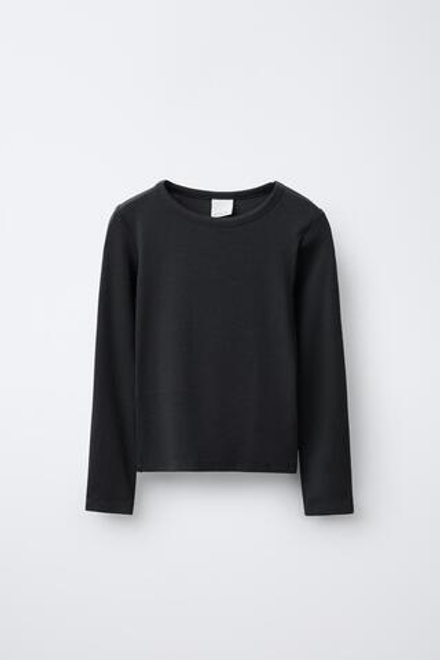 ZARA ОДНОТОННАЯ ФУТБОЛКА С МОДАЛОМ, АНТРАЦИТОВО-СЕРЫЙ