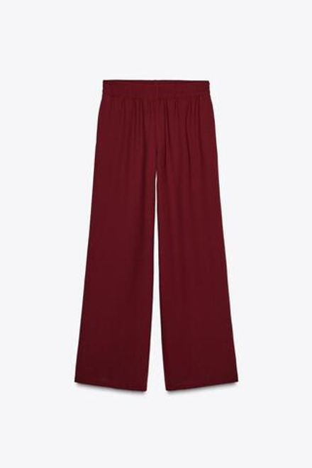 ZARA БРЮКИ WIDE LEG ИЗ КРЕПА, ЦВЕТ БУРГУНДСКОГО ВИНА