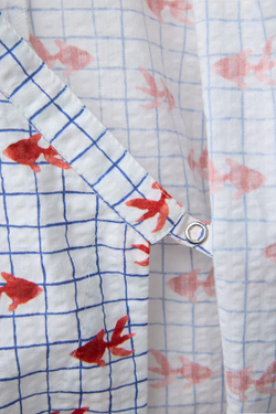 ZARA КОМБИНЕЗОН-КИМОНО С ПРИНТОМ «ЗОЛОТЫЕ РЫБКИ», ЭКРЮ