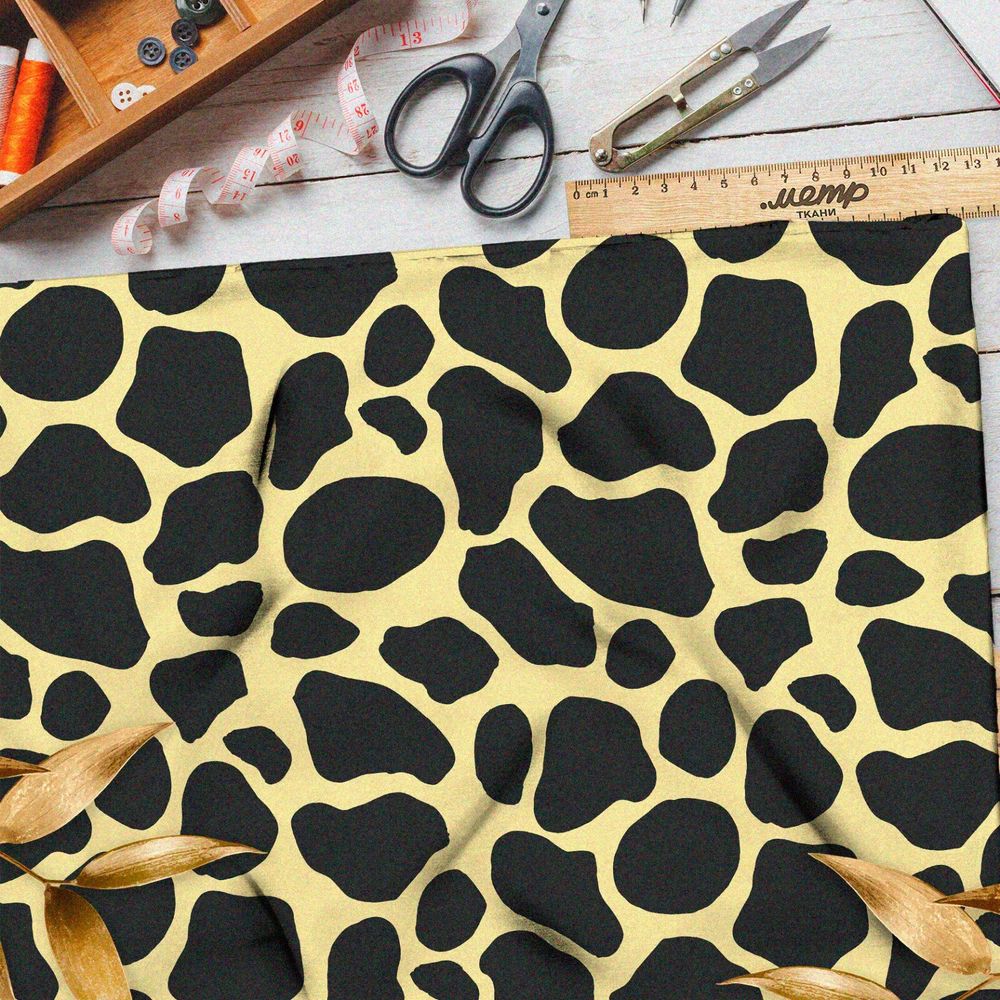 Ткань оксфорд 210 жёлто-чёрный жираф