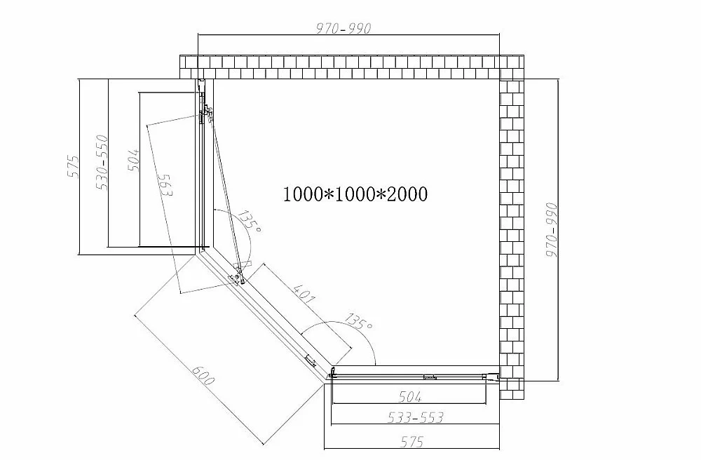 Душевой уголок Vincea SHOW VSP1-4SH100CLB 100x100 стекло прозрачное/профиль черный
