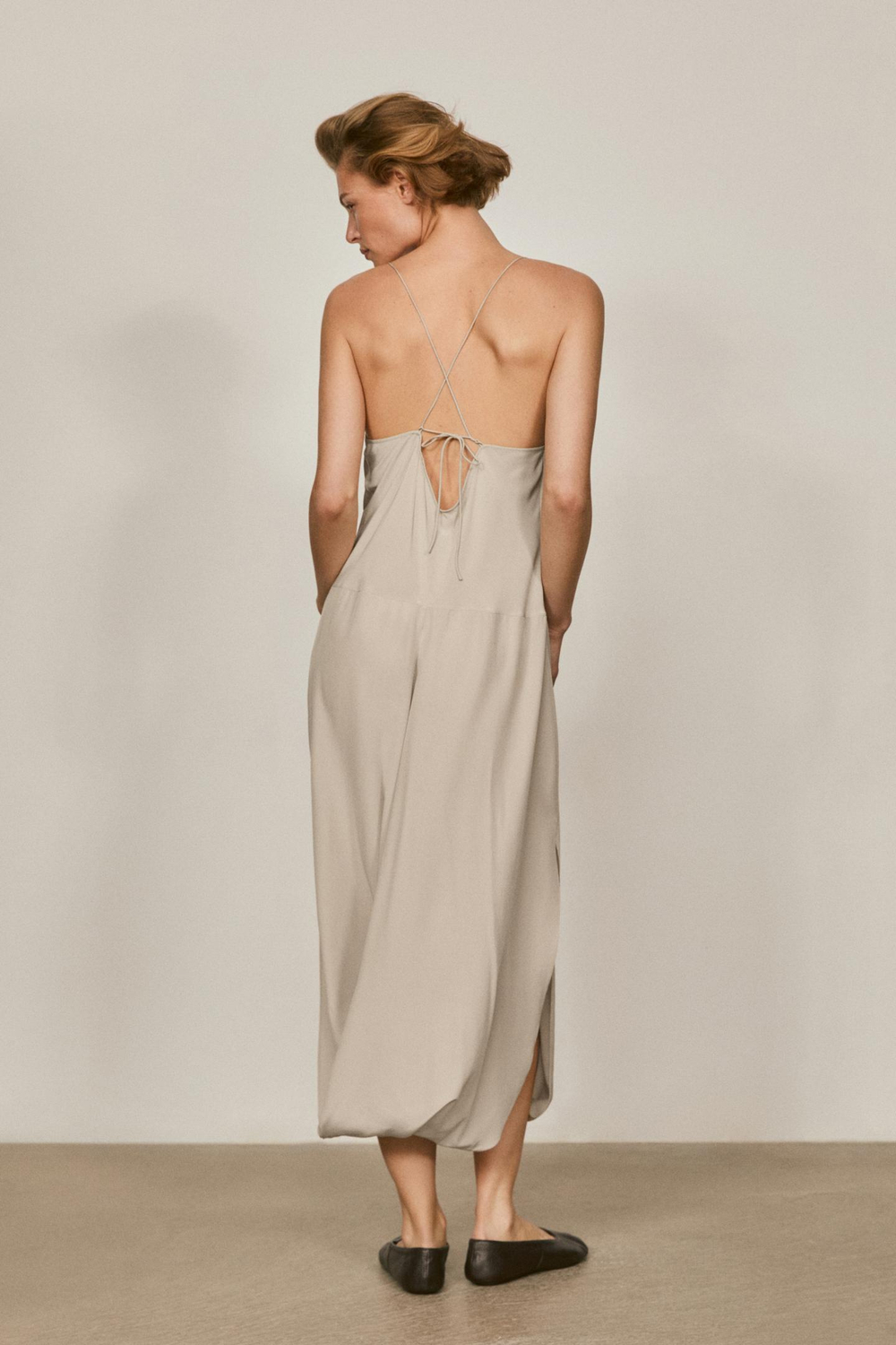 Massimo Dutti Платье из 100% шелка - Limited Edition, жемчужно-бежевый