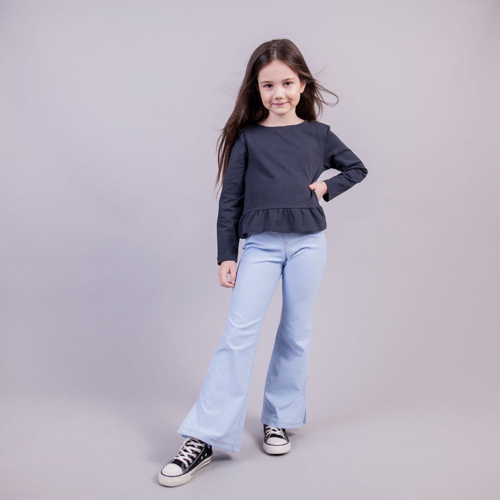 Брюки расклешенные с разрезами "Светлый деним" подростковые