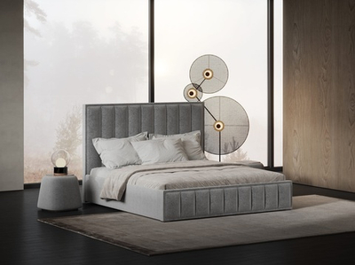 Кровать Эмили в сером велюре-букле 160