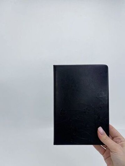 Блокнот 144 л А5 линейка цветы черный кож (8344-10)