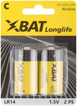 Батарейка щелочная, 1.5 В, тип C, 2 шт.