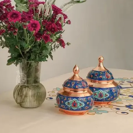 Медная сахарница с ручной росписью Exirmes 30220325 Иран