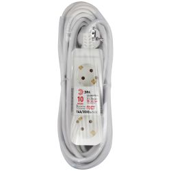 Удлинитель электрический ЭРА U-3e-10m-3x1,5 с заземлением 3 розетки 10м ПВС 3x1,5мм2 16А