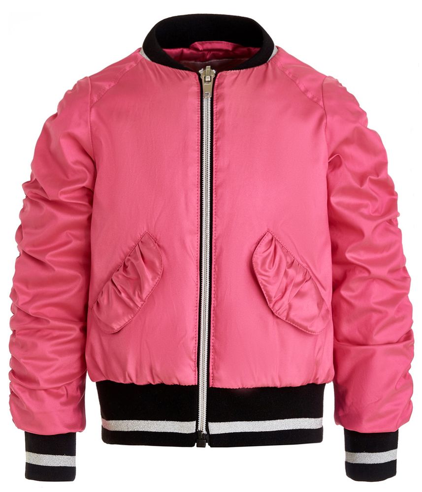 Розовая куртка-бомбер для девочки Pulka