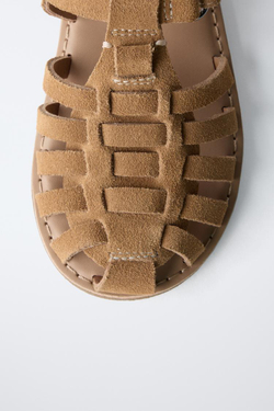 ZARA КОЖАНЫЕ САНДАЛИИ, КОРИЧНЕВЫЙ