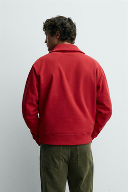 ZARA ТОЛСТОВКА С КОРОТКОЙ ЗАСТЕЖКОЙ-МОЛНИЕЙ, КРАСНЫЙ