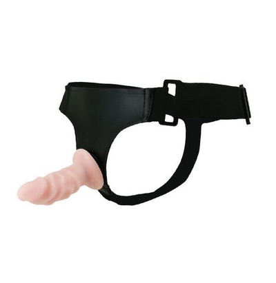 Страпон Jessica с двумя фаллическими насадками - 10 и 10,5 см. (Цвет: телесный с черным)