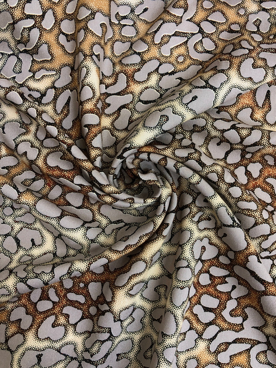 Штапель принт пятна беж/золото/черный D02C1