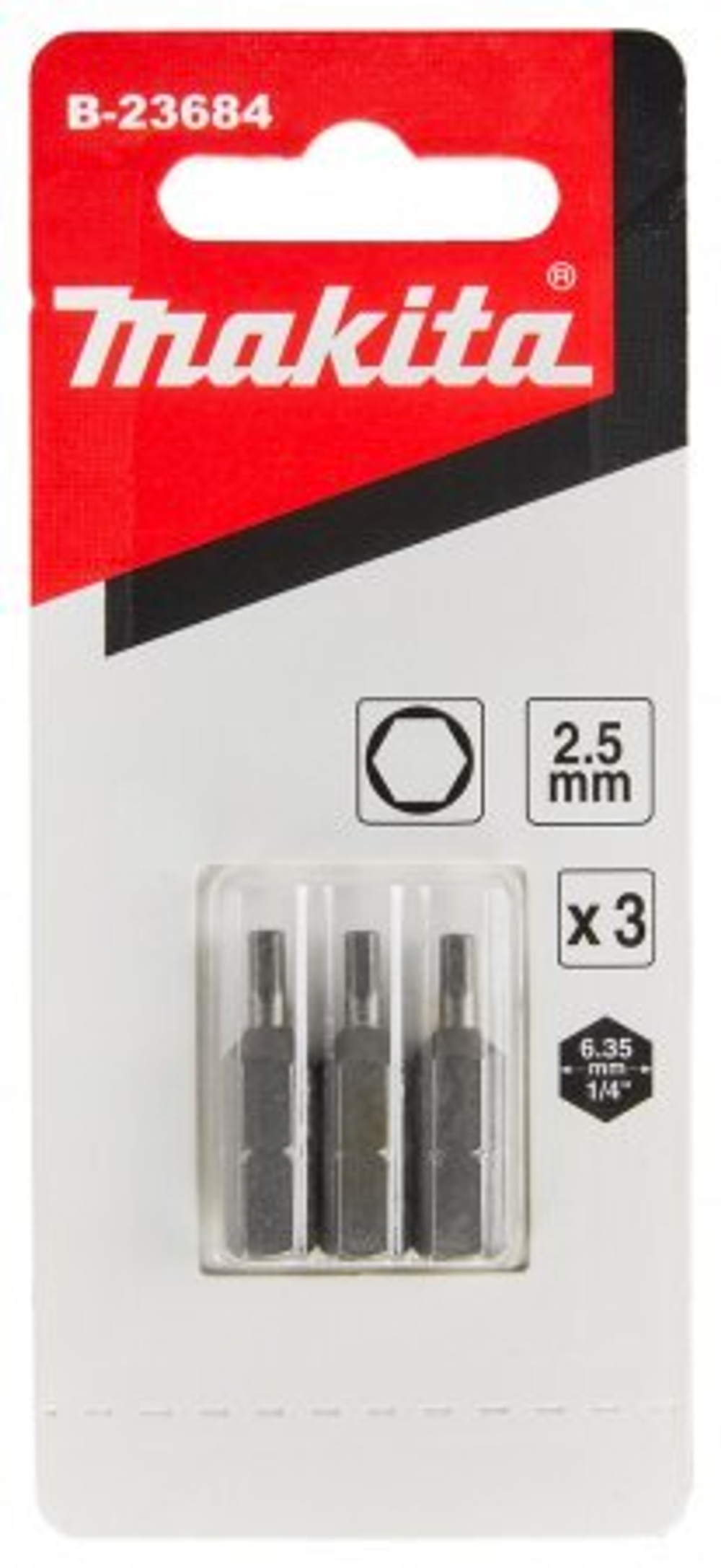 Насадка HEX2.5, 25 мм, C-form, 3 шт. Makita B-23684