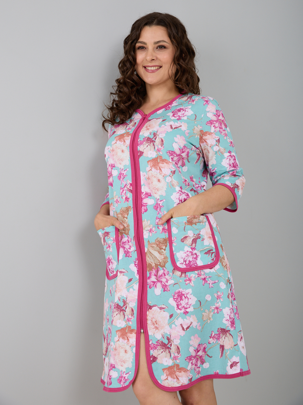 Халат Х-262/бирюза-хризантема