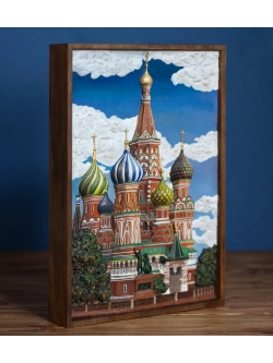 Картина деревянная "Храм Василия Блаженного" 41х30х4,5 см