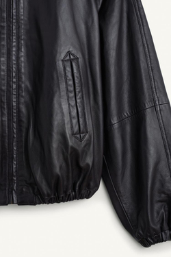 ZARA КОЖАНЫЙ БОМБЕР, ТЕМНО-СЛИВОВЫЙ