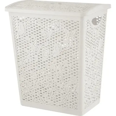 Корзина для белья Keeplex Fiori со съемной крышкой 35л 40,3х47см белое облако