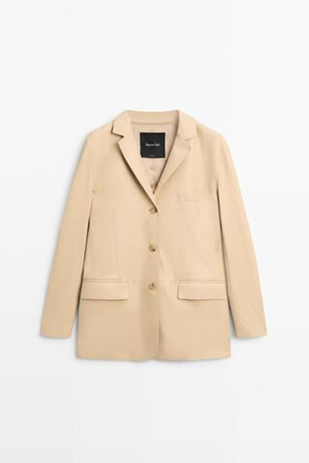 Massimo Dutti Блейзер из кожи наппа, ванильный