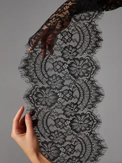 01-39 Кружево шантильи 19-22 см, черный