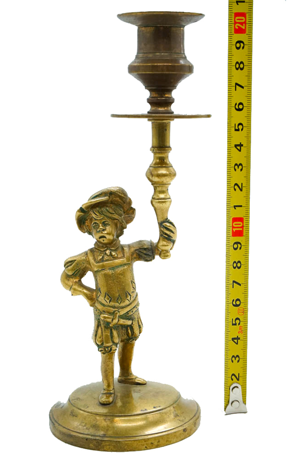 Маленький паж. Антикварный бронзовый коллекционный подсвечник Glasar. Англия. XIX век.