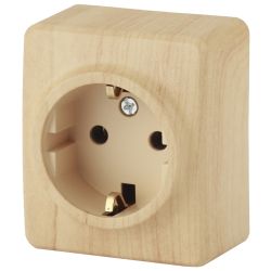 Розетка ЭРА Эксперт 11-2203-11 с заземлением 2P+E Schuko 16A-250В IP20 ОУ сосна | Эра Эксперт