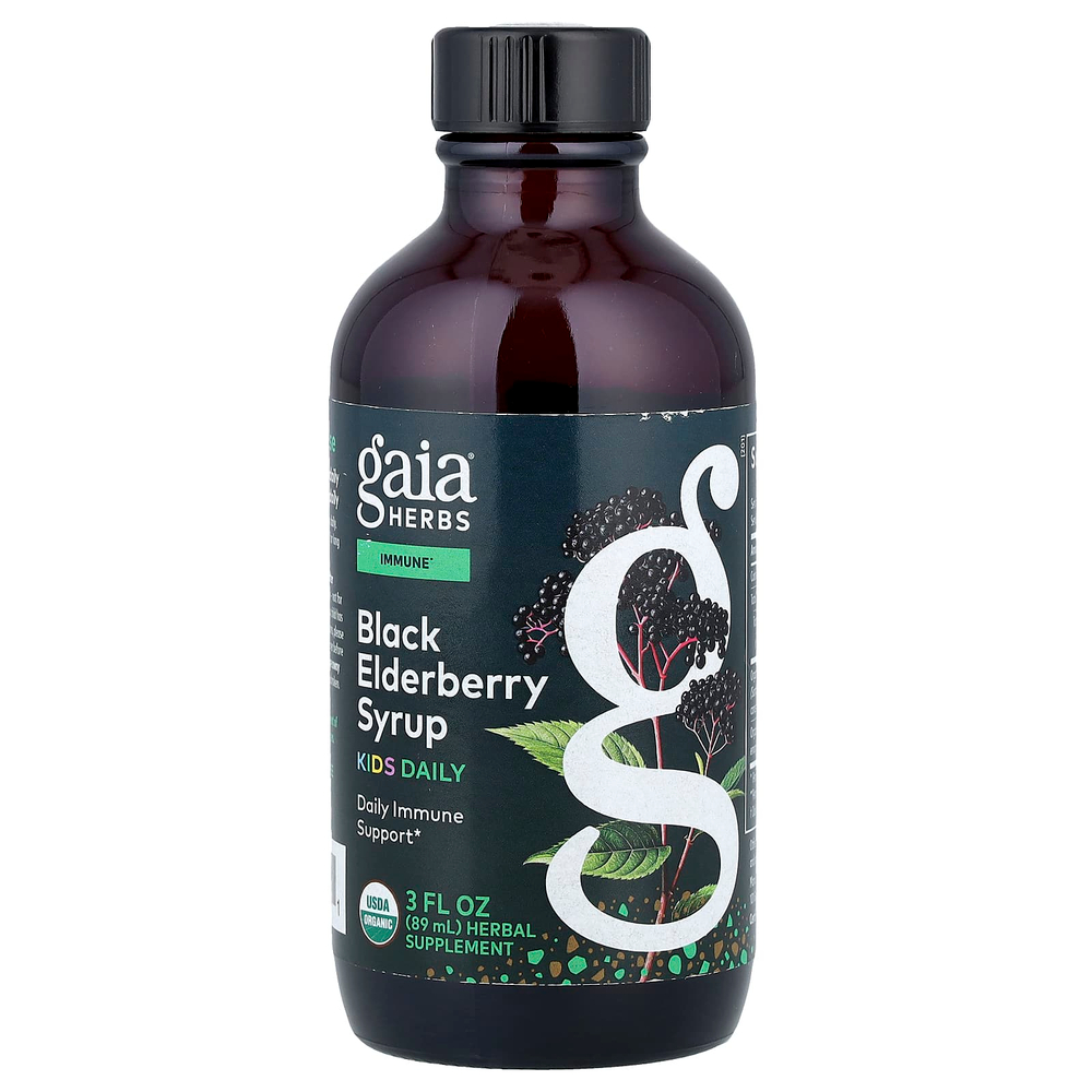 Gaia Herbs, Kids, сироп из черной бузины, 89 мл (3 жидк. унции)