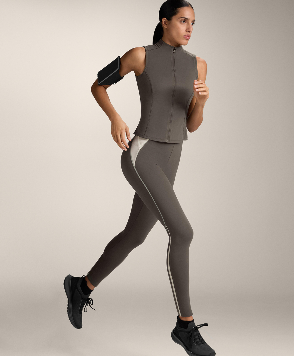 Oysho Футболка на молнии без рукавов, угольный