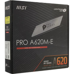 Мат. плата MSI PRO A620M-E SocketAM5 AMD A620 2xDDR5 RAID+VGA+HDMI  mATX AC`97 8ch(7.1) GbLAN