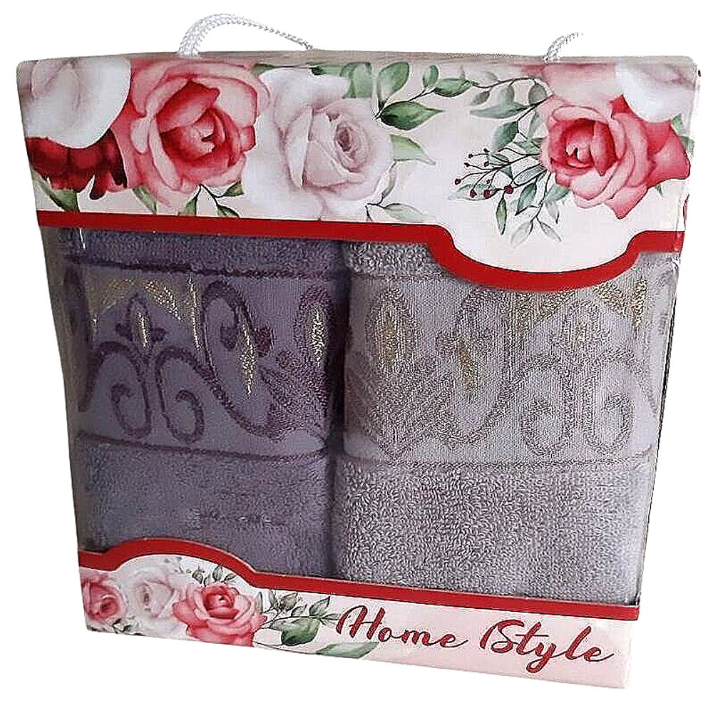 Набор из 2-х махровых полотенец в подарочной упаковке, 100% хлопок, Китай.