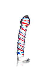 Стимулятор из стекла с узором (Цвет: красным и синим)