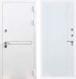 Входная дверь белая Рекс Лайн Вайт белая шагрень / ФЛ-68 Силк сноу (белый матовый, без текстуры) 16мм
