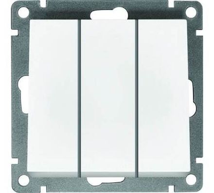 Выключатель трехклавишный "UNIVersal" серия "Афина", с/у, 10А, 220В, белый (еврослот) (HU2312)