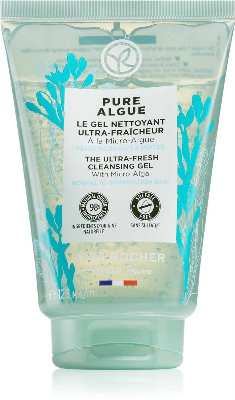 Yves Rocher Pure Algue - освежающий и очищающий гель для нормальной и комбинированной кожи /   125  ml  / GTIN 3660005604916