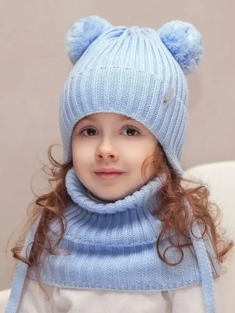 Шапка со снудом для девочки демисезонная