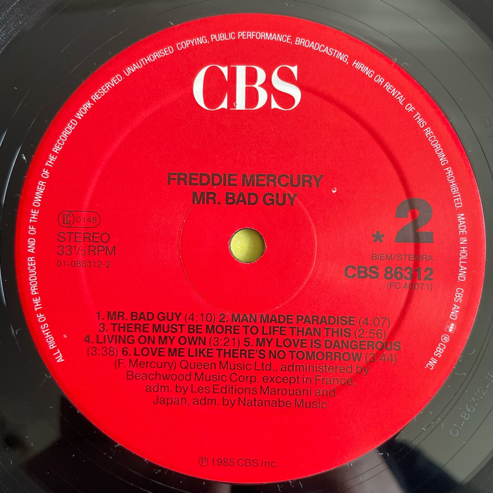 Винтажная виниловая пластинка LP Freddie Mercury Mr. Bad Guy (Нидерланды 1985)