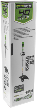 Триммер струнный аккумуляторный GREENWORKS GD40BC,40В,35см,б/щ,с ножом,без АКБ и ЗУ  (1301507)