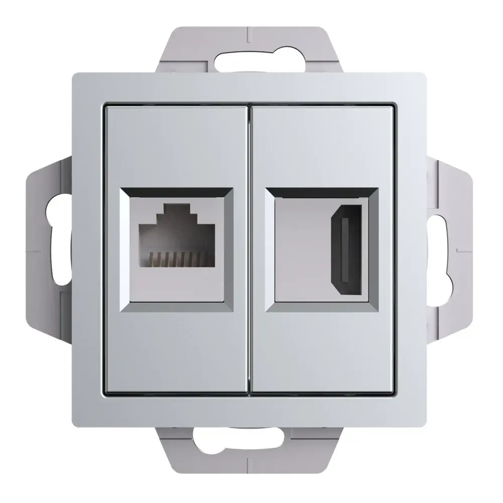 ATLASDESIGN РОЗЕТКА двойная HDMI+RJ45, кат. 5е, механизм, АЛЮМИНИЙ