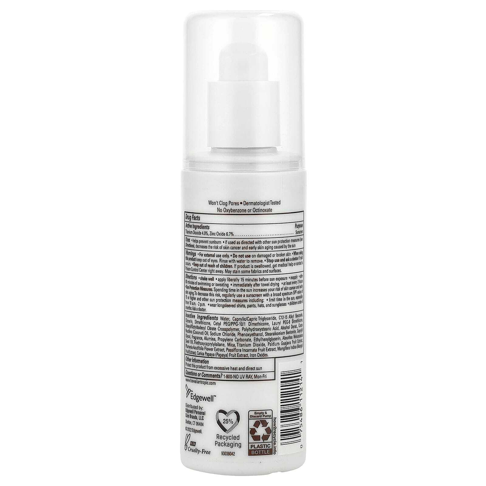 Hawaiian Tropic, Минеральный солнцезащитный лосьон, SPF 50, 100 мл (3,4 жидк. унц.)