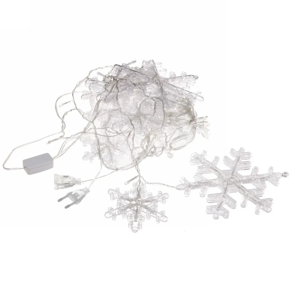 Гирлянда для дома БАХРОМА «Снежинка» ш2,5 м* в0,6/0,9м 130 ламп LED, IP-20, Белый, синий мерцает (возможность соединения)