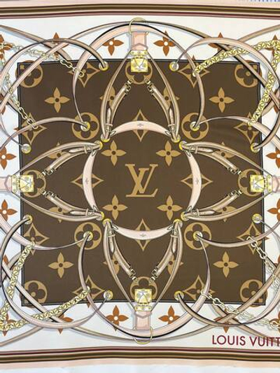 Купон шелк твил Louis Vuitton с дизайнерским принтом (в.3)