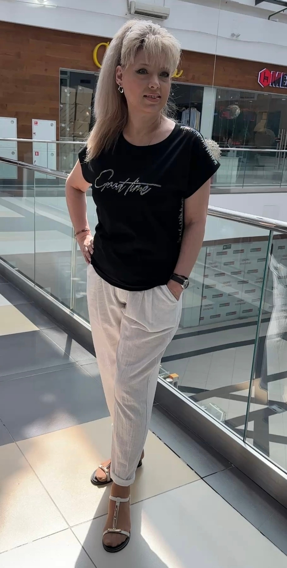 Белые итальянские брюки-момы на резинке