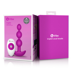 b-Vibe Triplet Anal Beads FUCHSIA - Анальная елочка с 2мя моторами