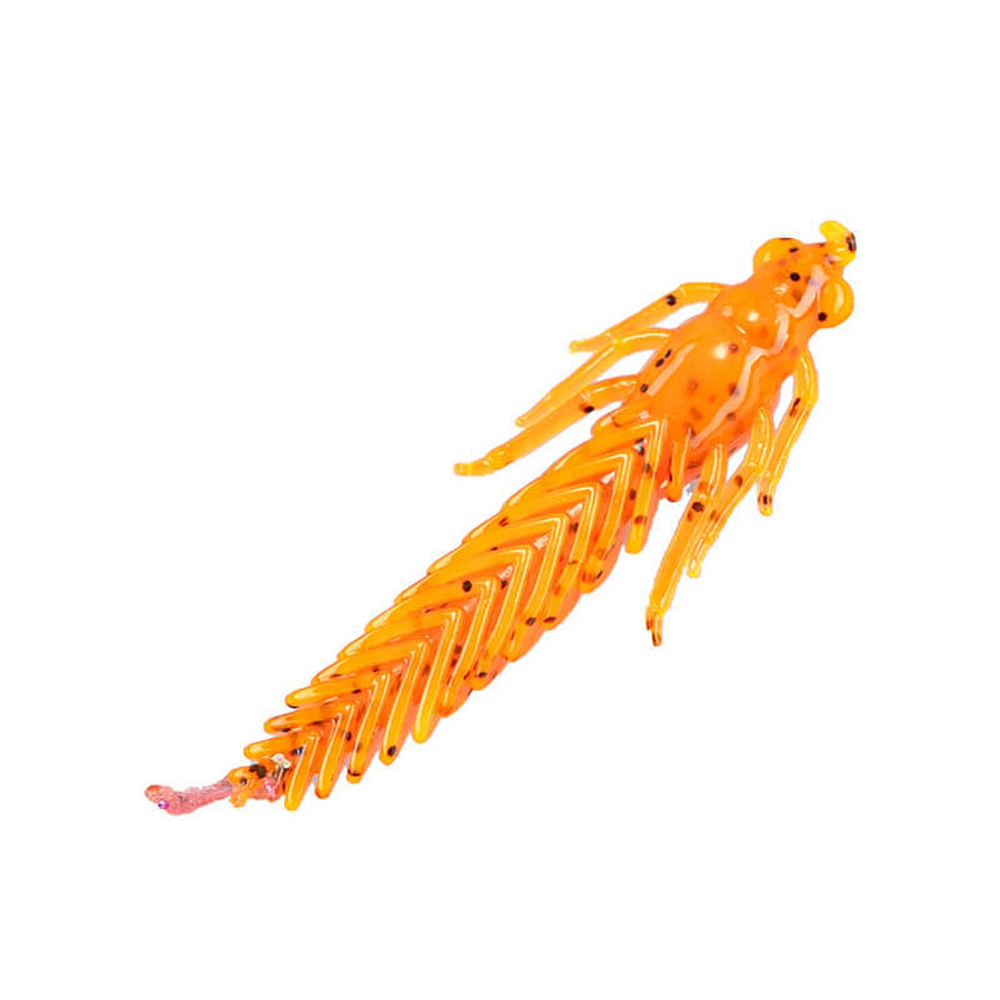 Приманка DS-LARVA 100мм-4шт, цвет (250) морковный, блестки черные
